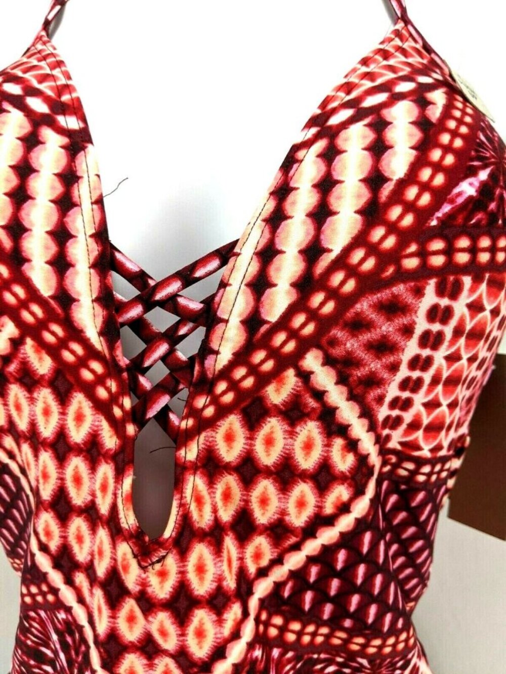 Kenneth Cole Womens Size M Geometric Swimsuit Tankini Tummy Toner Push Up Nwt - Picture 2 of 8